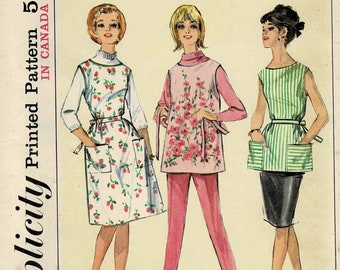 1960s Misses Jiffy Apron in Two Lengths Simplicity 5763 Vintage Sewing Pattern Size 14 - 16 Bust 34 - 36