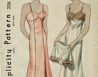 1930s Misses Slip and Panties Simplicity 2256 Vintage Sewing Pattern Bust 30