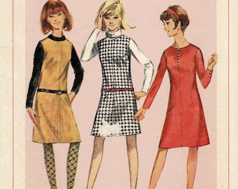 1960s Teen Girls Jumper in Two Lengths or Dress Simplicity 6645 Vintage Sewing Pattern Size 12 Bust 32