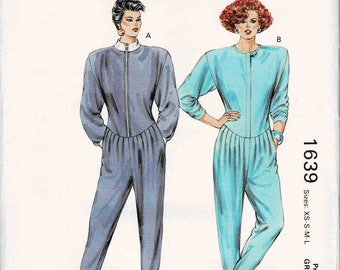Misses Drop Waist Jumpsuit Kwik Sew 1639 Vintage Sewing Pattern Size XS - S - L - XL  UNCUT