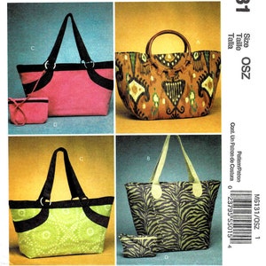 Totes Bags Cases Handbags Purse Fashion Accessories McCalls 6131 Sewing Pattern UNCUT