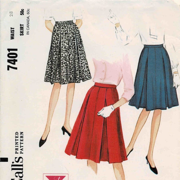 1960s Misses Skirts McCall's 7401 Vintage Sewing Pattern Waist 28 UNCUT