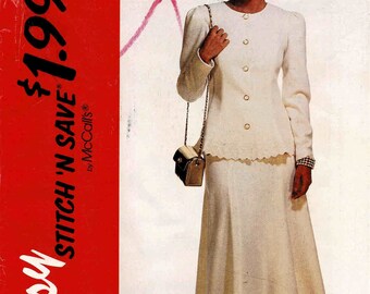 1990s Misses Two Piece Dress Princess Seam Top Long Gored Skirt McCall's 6272 Vintage Sewing Pattern Size 10 - 12 - 14 - 16 UNCUT