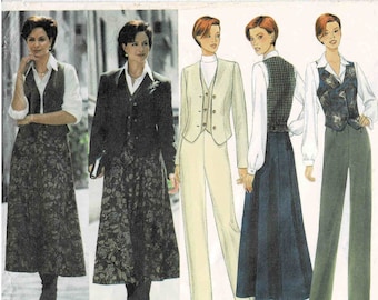 Misses Jacket, Vest, Skirt & Pants Butterick 6270 Vintage Sewing Pattern Size 12 - 14 - 16 Bust 34 - 36 - 38 UNCUT