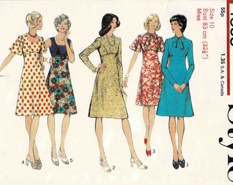 1970s Misses High Waist Dress Style 4853 Vintage Sewing Pattern UNCUT Different Sizes Available