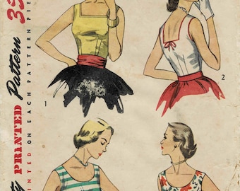 1950s Misses Beach Wear or Evening Blouse Simplicity 4350 Vintage Sewing Pattern Size 12 Bust 30