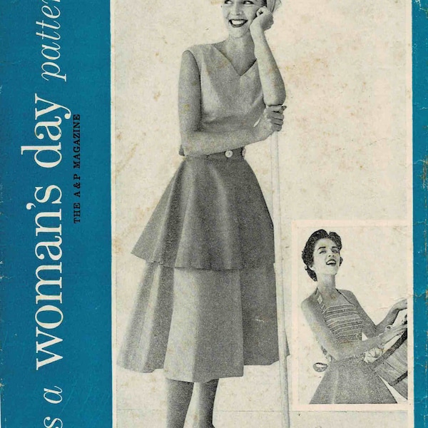 1950s Misses Blouse, Halter Top, Skirt and Apron Woman's Day 5066 Vintage Sewing Pattern Size 12 Bust 30 FACTORY FOLDED