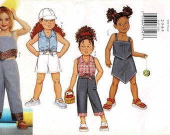 Little Girls Top Skirt Shorts Pants Butterick 3147 Vintage Sewing Pattern Size  2 - 3 - 4 - 5 UNCUT