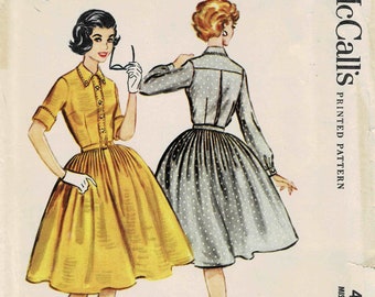 1950s Misses Four-Gore Full Shirtdress McCall's 4920 Vintage Sewing Pattern Size 14 Bust 34 UNCUT