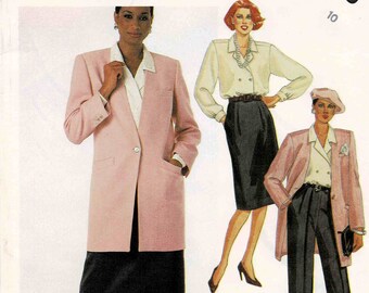 1980s Misses Jacket Blouse Skirt Pants Jones New York McCalls 2186 Vintage Sewing Pattern Size 10 Bust 32 1/2 OR Size 16  Bust 38 UNCUT