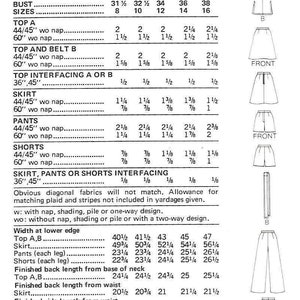 1970s Misses Top Skirt Pants Shorts Butterick 3584 Vintage Sewing Pattern Size 16 Bust 38 UNCUT image 2