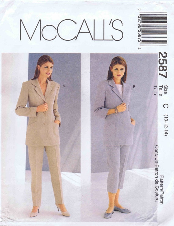 Misses Lined Jacket Top Pants in Two Lengths Mccalls 2587 Vintage Sewing  Pattern Size 10 12 14 Bust 32 1/2 34 36 UNCUT -  Canada