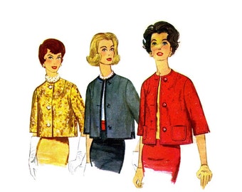 1960s Lined Jacket Womens Proportioned Jacket Front Button Jacket Simplicity 3582 Vintage Sewing Pattern Size 10 Bust 31