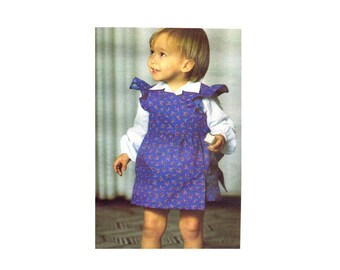 1970s Girls Front Wrap Tie On Jumper Butterick 5306 Vintage Sewing Pattern Size 6X