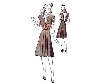 1940s Low Back Guimpe Frock Jumper Pinafore Butterick 1616 Vintage Sewing Pattern Size 12 Bust 30