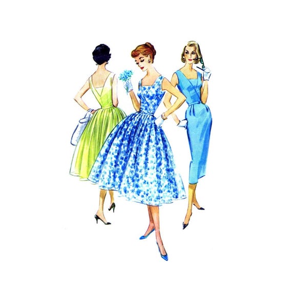 1950s Misses Slim or Full Skirt Dress Mccalls 4116 Vintage | Etsy
