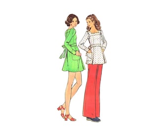 1970s Misses Dress Tunic Pants Butterick 3013 Vintage Sewing Pattern Size 10 Bust 32 1/2 UNCUT