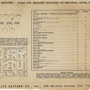 1940s Collar Set Detachable Cuffs Simplicity 4582 Womens Vintage Sewing Pattern Size Small ORIGINAL image 2