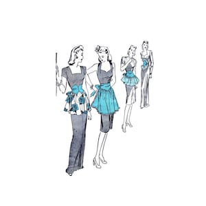 1940s Hostess Half Aprons Butterick 3250 Vintage Patrón de costura