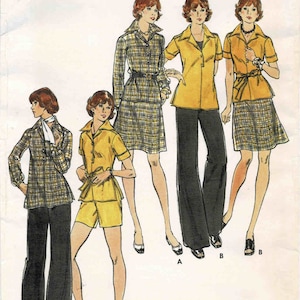 1970s Misses Top Skirt Pants Shorts Butterick 3584 Vintage Sewing Pattern Size 16 Bust 38 UNCUT image 1