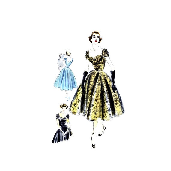 1950s Draped Shelf Bust Cocktail Dress Vogue S-4264 Special Design Vintage  Sewing Pattern Size 14 Bust 32 - Etsy