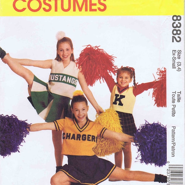 Childrens and Girls Cheerleader Costumes McCalls 8382 Vintage Sewing Pattern UNCUT Different Sizes Available