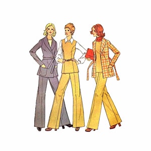 1970s Misses Pullover Top Jacket Vest Pants McCalls 3741 Vintage Sewing Pattern Full Figure Size 18 Bust 40