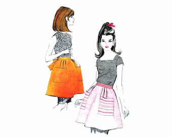 1960s Short Apron Vintage Sewing Pattern McCalls Sample Hostess Half Apron One Size UNCUT