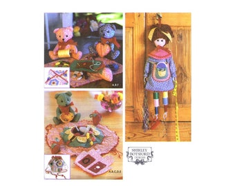 Stuffed Bear Pin Cushion Sewing Kit Needle Holder Doll Sewing Accessories Simplicity 5227 Sewing Pattern UNCUT