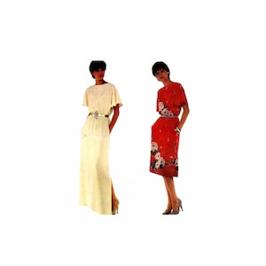 Misses Flutter Sleeve Evening or Knee Length Dress McCalls 7356 Vintage Sewing Pattern Full Figure Size 6 - 8 Bust 30 1/2 - 31 1/2 UNCUT