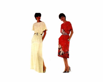 Misses Flutter Sleeve Evening or Knee Length Dress McCalls 7356 Vintage Sewing Pattern Full Figure Size 6 - 8 Bust 30 1/2 - 31 1/2 UNCUT