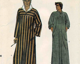 1970s Vogue 7255 Men's Caftan Vintage Sewing Pattern Size Small Chest 34 - 36 or Size Medium Chest 38 - 40