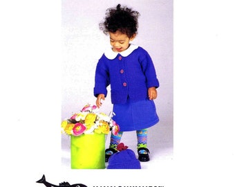 Girls Garter Cardi Jacket and Hat Knitting Pattern Jil Eaton Minnowknits #168 Size 1 Year to 6 Years