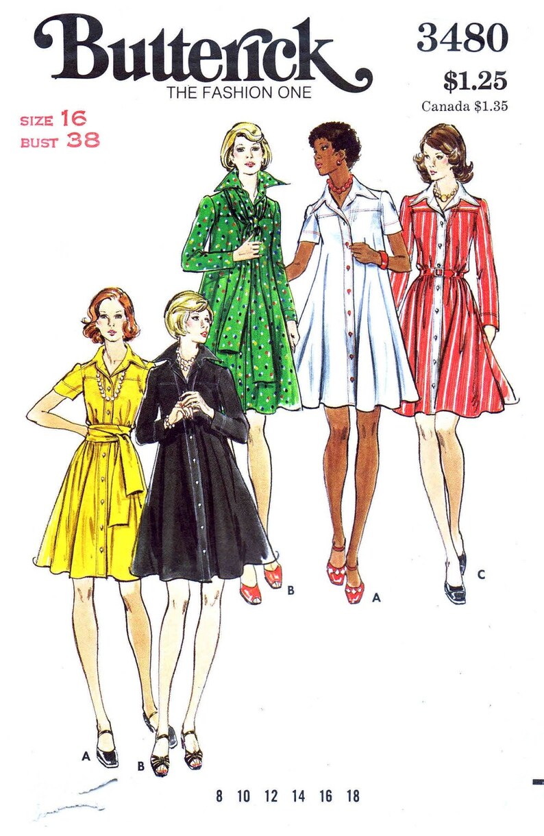 1970s Misses Loose Fitting Dress Butterick 3480 Vintage Sewing Pattern ...