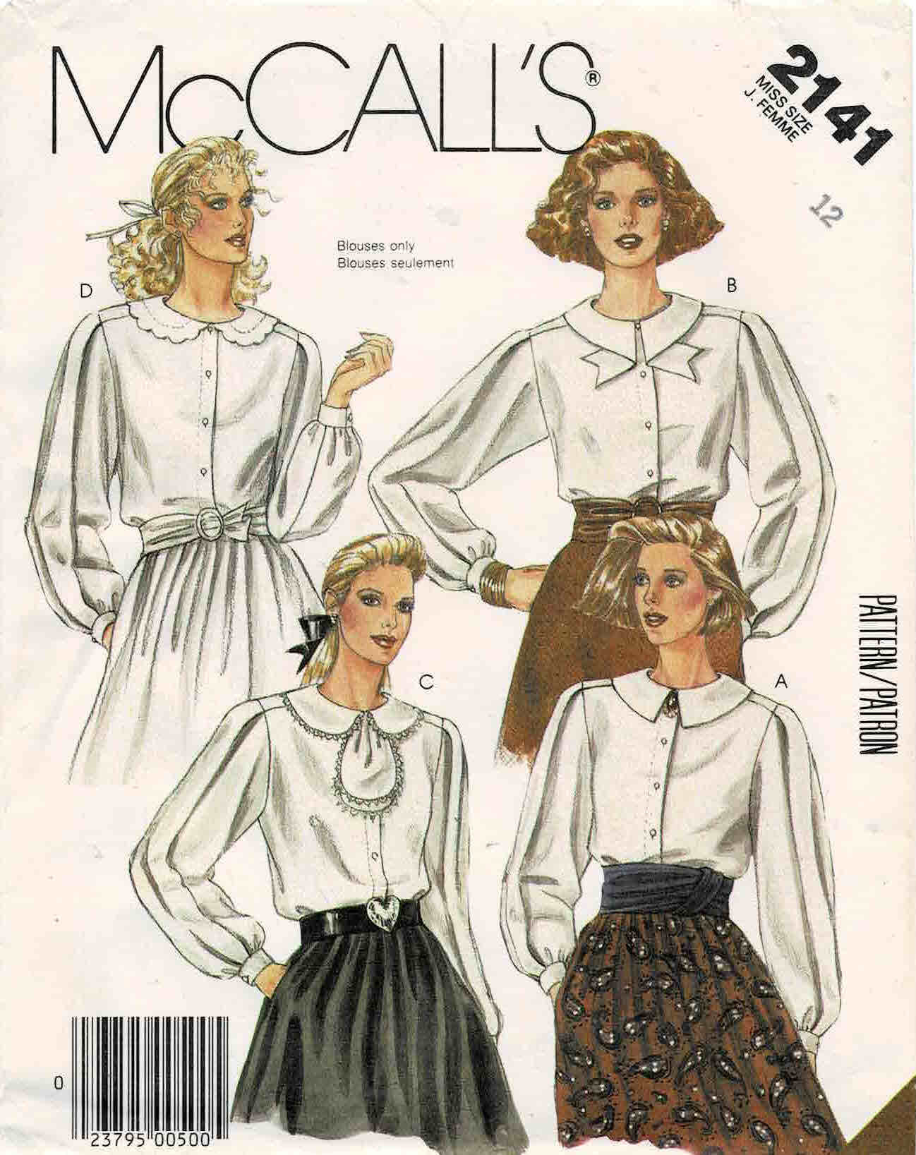 McCalls Vintage Pattern 8085 Blouse Bust 32.5 Gathered Ruffles Yokes Size  10 FF