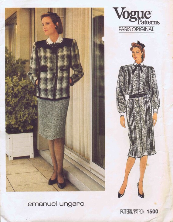 Emanuel Ungaro Misses Giacca e Abito Vogue Parigi Originale 1500