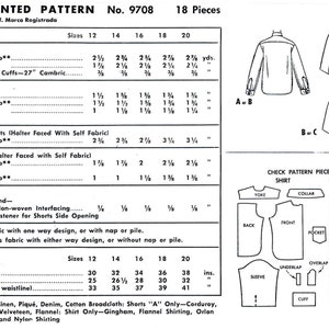 1950s Misses Slit Neckline Halter, Shirt and Shorts McCalls 9708 Vintage Transfer Pattern Size 14 Bust 32 image 2