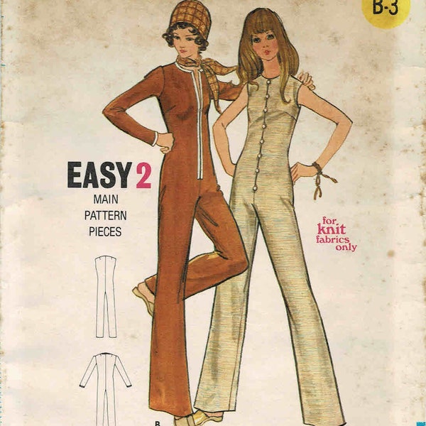 Années 1970 Misses Jewel Neck Straight Leg Jumpsuit Butterick 6015 vintage Couture Pattern Size 8 Buste 31 1/2 non coupé