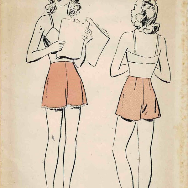 1940s Advance 3082 Vintage Lingerie Sewing Pattern Misses Tap Pants Size 16 Waist 27 FACTORY FOLDED