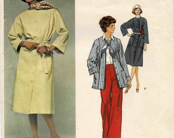 1970s Jerry Silverman Misses Dress or Jacket and Pants Vogue American Designer 1243 Vintage Sewing Pattern Size 12 Bust 34