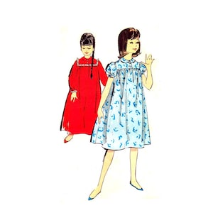 1960s Girls Nightgowns in Two Lengths Advance 2707 Vintage Sewing Pattern Long Nightgown Childrens Size 10 Breast 28 UNCUT