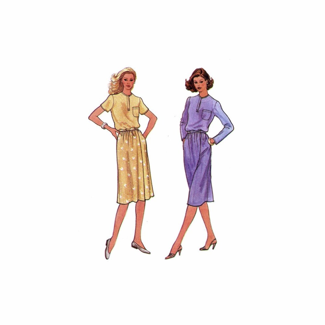 1980s Misses Top and Wrap Skirt Vogue 7929 Vintage Sewing 1980s Misses Top and Wrap Skirt Vogue 7929 Vintage Sewing