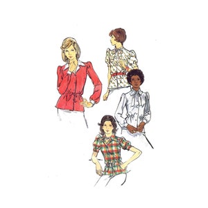 1970s Misses Semi-Fitted Front Button Blouses Butterick 3588 Vintage Sewing Pattern Size 16 Bust 38 UNCUT