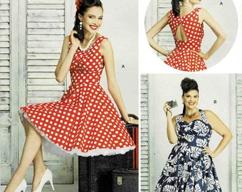 Misses Rockabilly Swing Dress Theresa Laquey Simplicidad 8051 Patrón de costura Tamaño 10 - 12 - 14 - 16 - 18 UNCUT