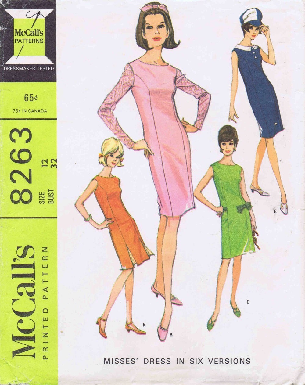 1960s Misses Dress in Six Versions Mccalls 8263 Vintage Sewing