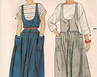 1980s Misses Drop Waist Jumper and Top Butterick 6602 Vintage Sewing Pattern Size 6 - 8 - 10 Bust 30 1/2 - 31 1/2 - 32 1/2 UNCUT