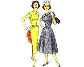 Vintage 1950s Simplicity 1953 Dress Sewing Pattern Womens Fitted Midriff Dress Sheath Dress Misses Size 16 Bust 36