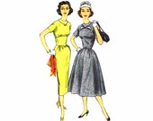 Vintage 1950s Simplicity 1953 Dress Sewing Pattern Womens Fitted Midriff Dress Sheath Dress Misses Size 16 Bust 36