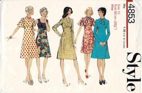 1970s Misses High Waist Dress Style 4853 Vintage Sewing Pattern UNCUT  Different Sizes Available - Etsy