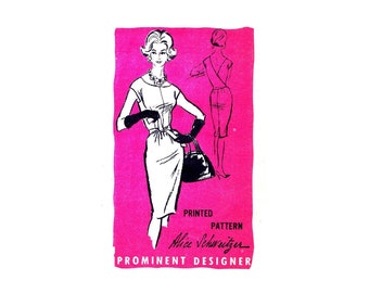 1960s Alice Schweitzer Sheath Dress Prominent Designer M339 Mail Order Vintage Sewing Pattern Size 16 Bust 36